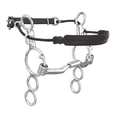 Myler 3 - Ring Combination Bit - 6" Shank With Sweet Iron Low Port Comfort Snaffle 4 3/4 Inch Mouth Copper Inlay Mb 04 - Hooves and Paws