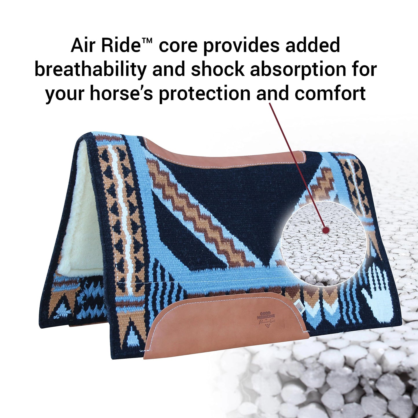 Professional's Choice Good Medicine Comfort-Fit SMX Air Ride Pad New Zealand Wool with Leather Reinforced Spine and Wither