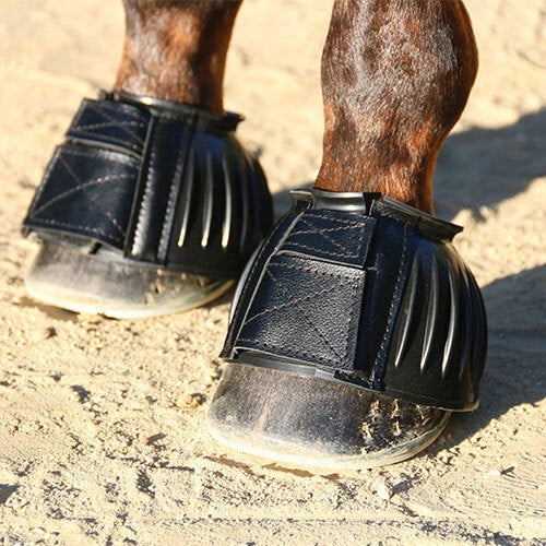 Professional's Choice Rubber Open Bell Boots - Ribbed Overreach Protection with Rolled Collar & Double Hook-and-Loop