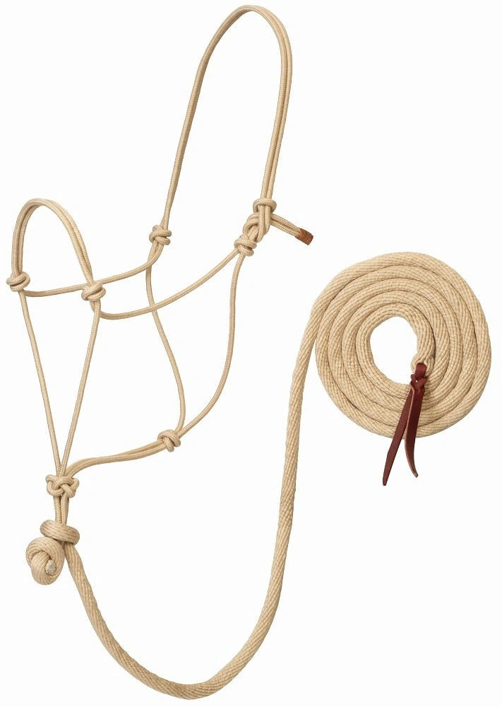 Weaver Leather Bamboo Ecoluxe Horse Equine Average Rope Halter with 10' Lead - Hooves and Paws