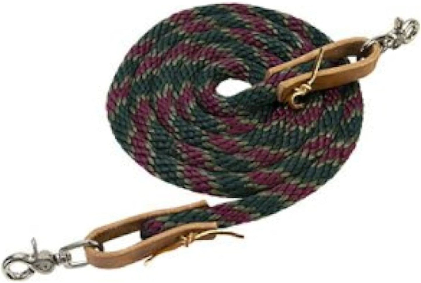 Weaver Leather Poly Roper Rein - 5/8" x 10' - Soft Poly Rope with Leather Water Loops and Scissor Snaps
