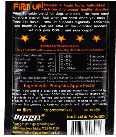Diggin Your Dog Firm Up - Fast Relief for Dog Digestive Issues - s, displayed with professional product photography