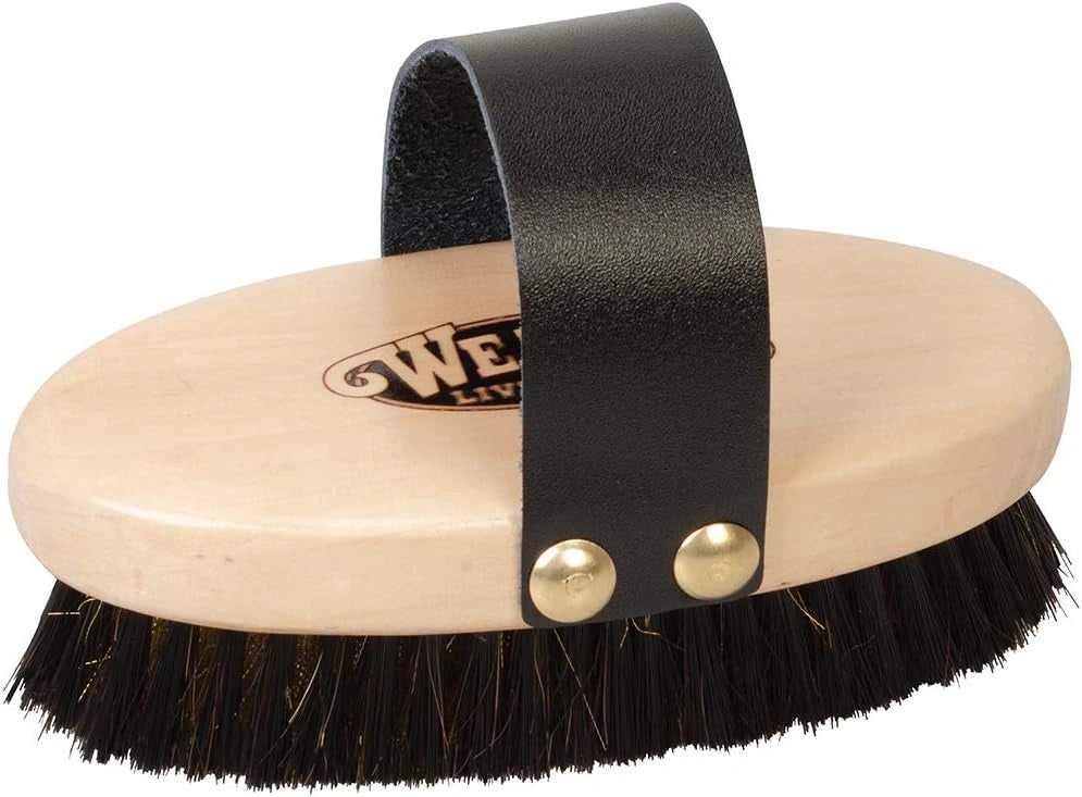 Weaver Leather Livestock Copper Bristle Grooming Brush with Leather Handle - 8" x 8" x 5" - 0.84 lbs