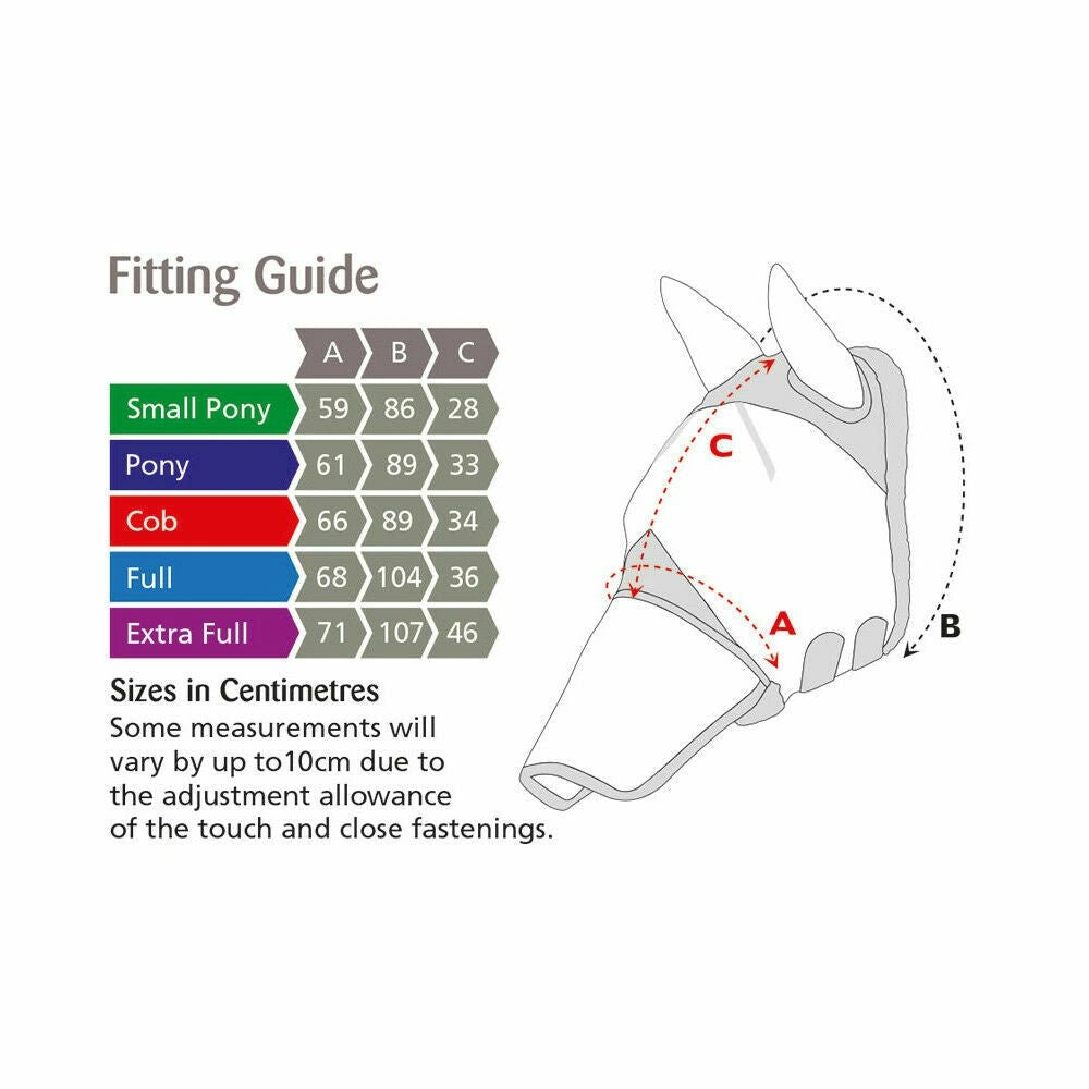 Shires Fine Mesh Horse Equine Fly Mask With Ears And Nose 60% UV Protection - Hooves and Paws