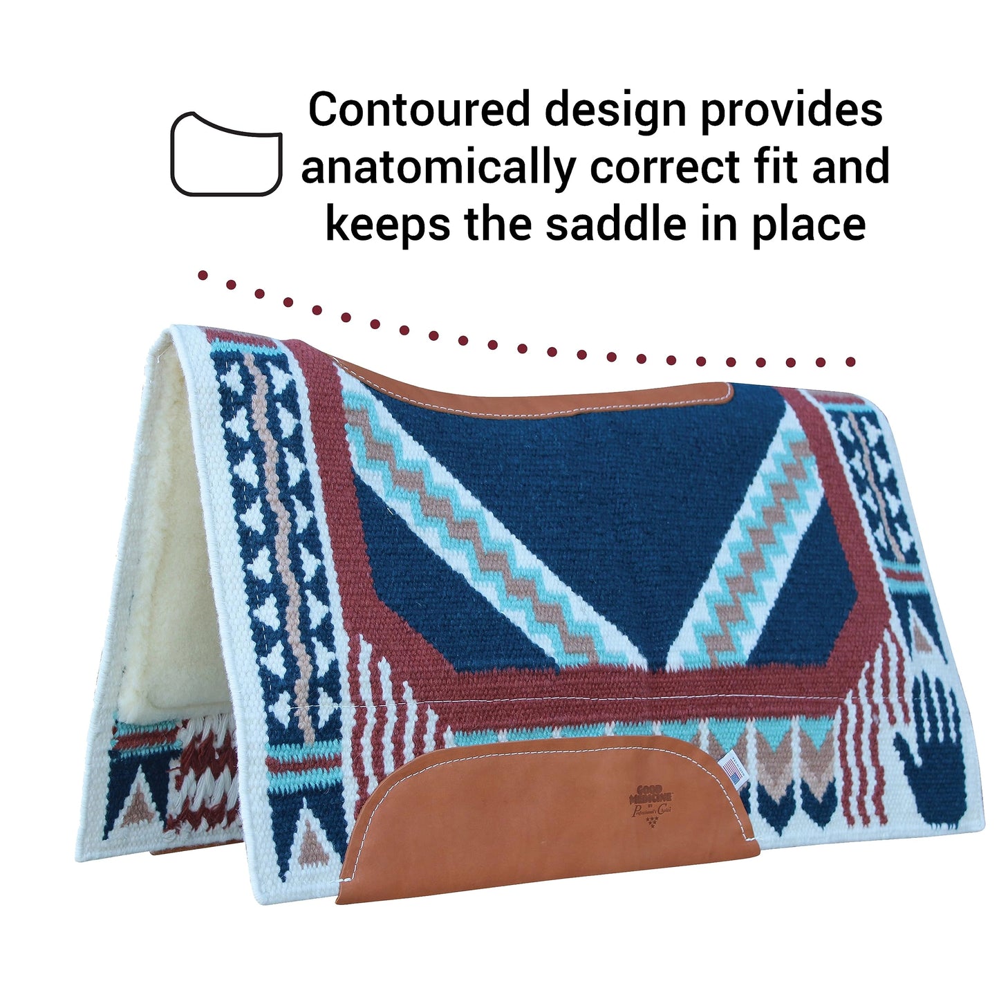 Professional's Choice Good Medicine Comfort-Fit SMX Air Ride Pad New Zealand Wool with Leather Reinforced Spine and Wither