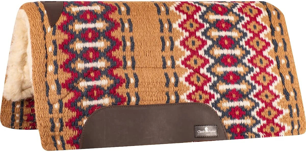 Classic Equine Sensorflex Wool Straight Top Saddle Pad, 3/4 - inch Thick 32 - inch x 34 - inch - Hooves and Paws