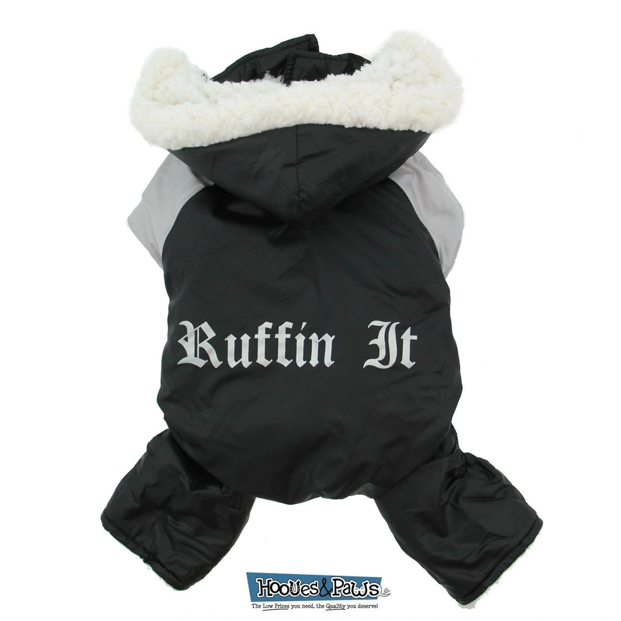 Doggie Design Lined Water Repellent Black and Grey Ruffin It Snow Suit Warm Outdoor Jacket - Hooves and Paws