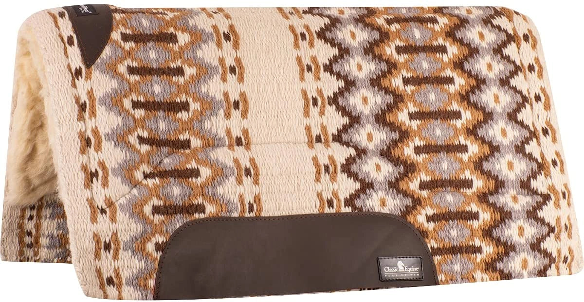 Classic Equine Sensorflex Wool Straight Top Saddle Pad, 3/4 - inch Thick 32 - inch x 34 - inch - Hooves and Paws