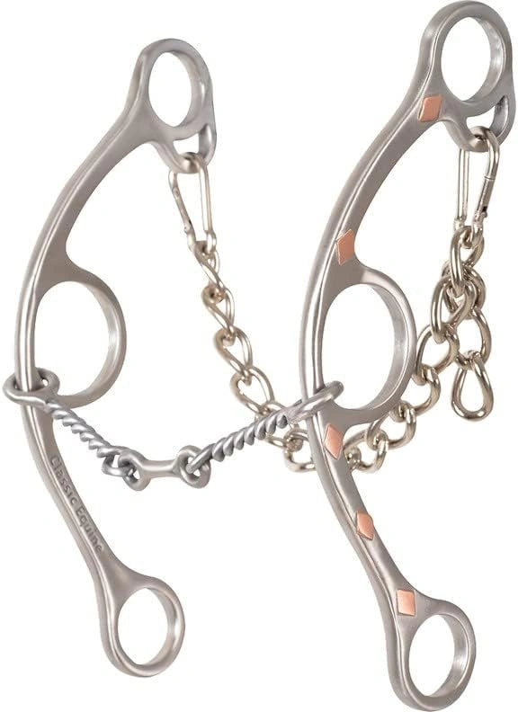 Classic Equine Sherry Cervi Long Shank Gag Bit - Small Twisted Wire Dogbone Mouthpiece - Multiple Sizes