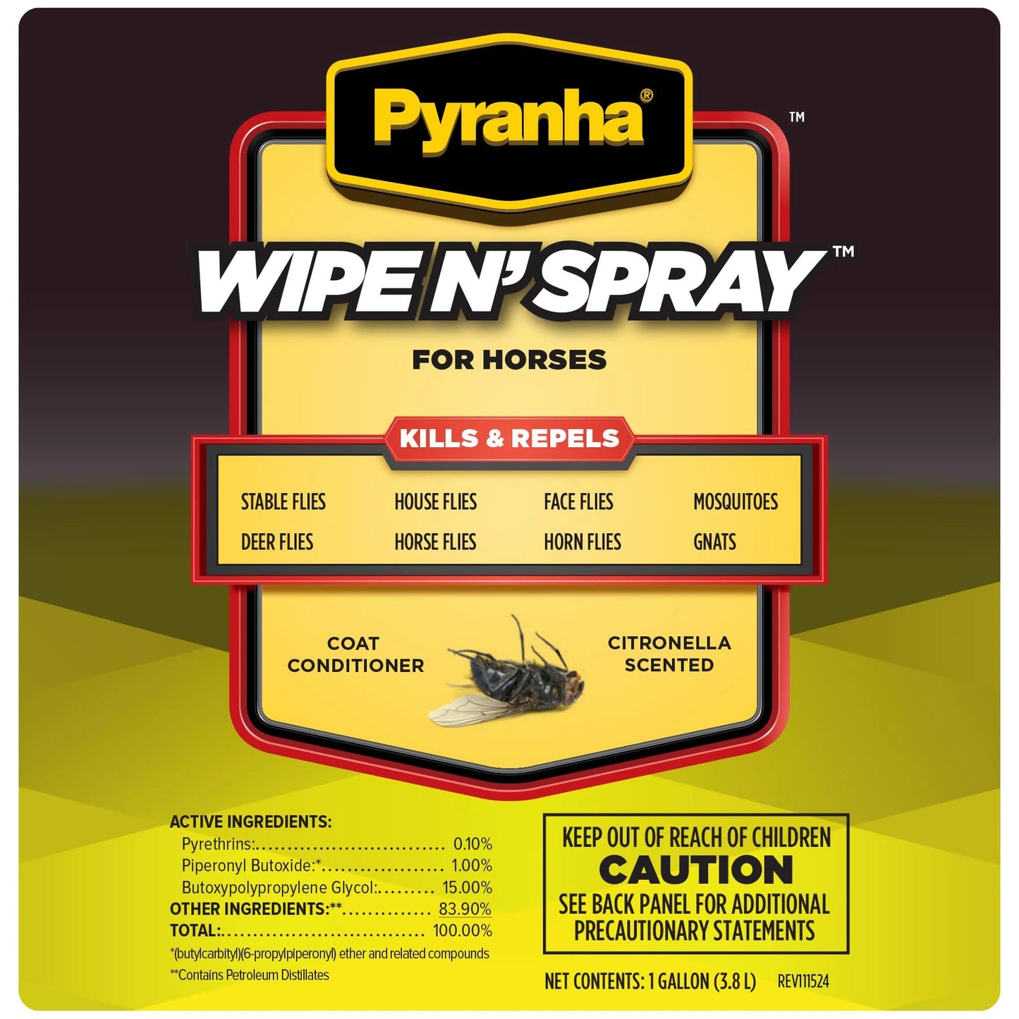Pyranha Wipe N' Spray – Oil-Based Sweat-Resistant Fly Control