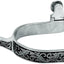 Weaver Leather Men's Engraved Stainless Steel Spurs - German Silver Trim, 1" Band, 2" Shank, 8-Point Rowel