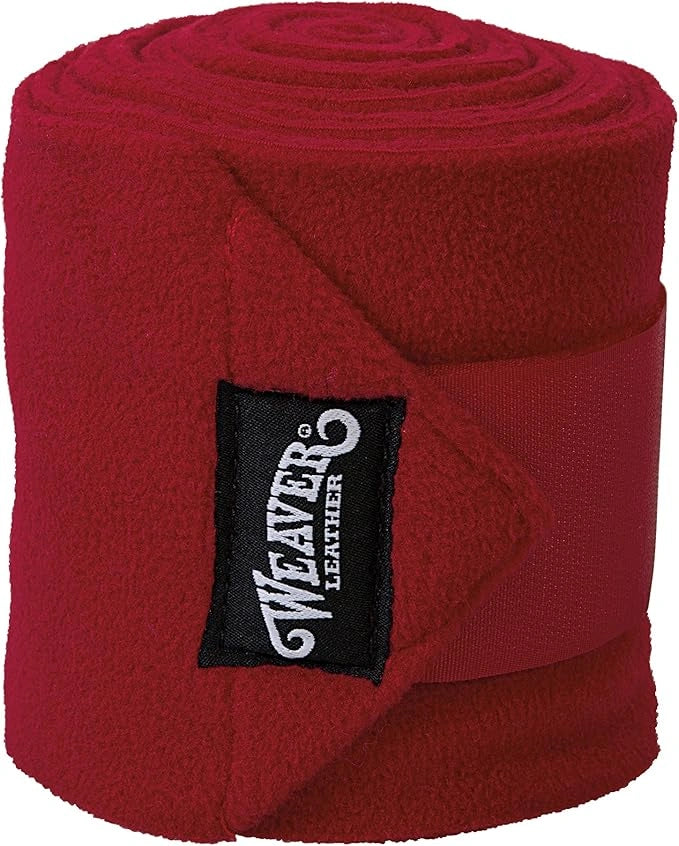 Weaver Leather Polo Leg Wraps - Red, 4 Pack - 4-1/2" Wide x 9' Long Fleece Horse Support Wraps