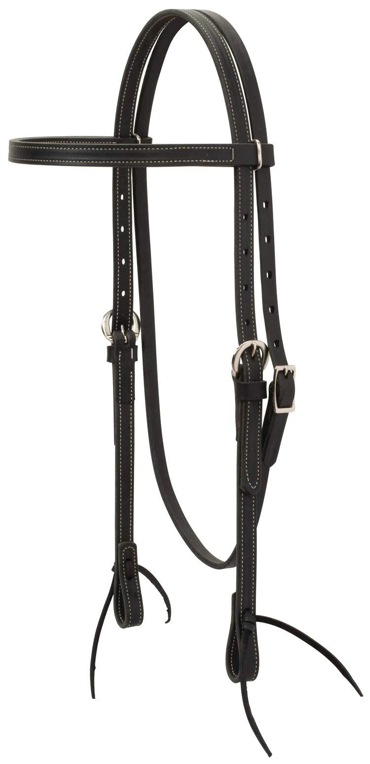 Weaver Leather Black Latigo Headstall - Doubled & Stitched with Water Tie Ends, Made in USA