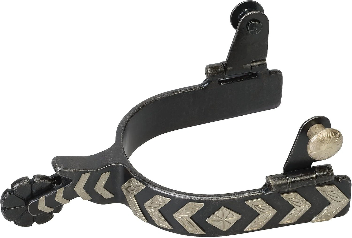 Weaver Leather Ladies' German Silver Chevron Spurs - 3/4" Band, 1-1/2" Shank, 8-Point Rowel
