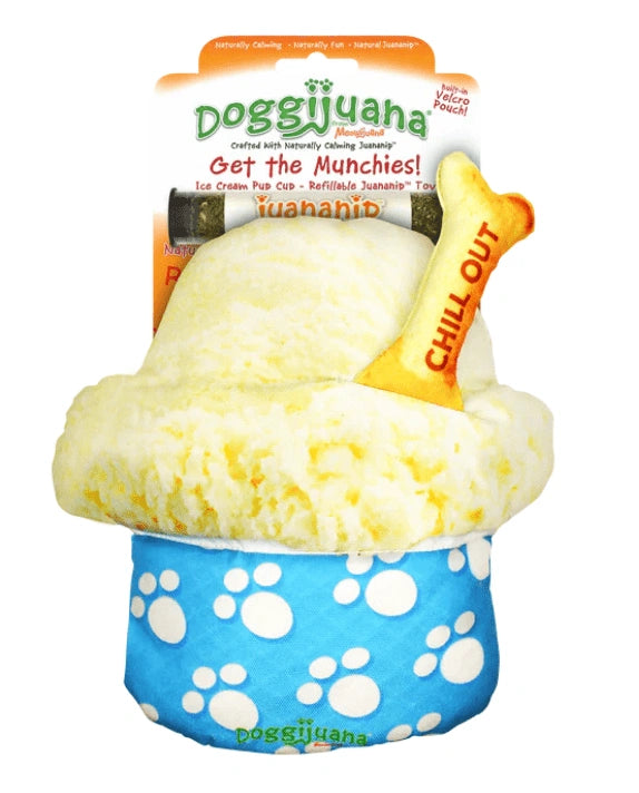 Doggijuana Refillable Premium Organic USA Catnip Dog Toy Naturally Calming - Hooves and Paws