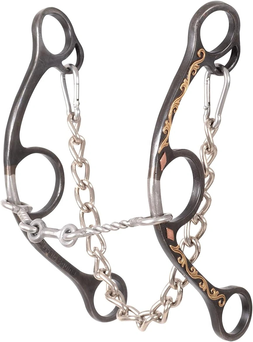 Classic Equine Long Shank Barrel Bit - Small Twisted Wire Dogbone Mouthpiece with Gag Action