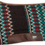 Saddle pad with geometric pattern and brown border on a white background