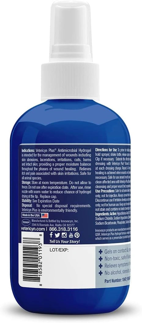 Vetericyn Plus All Animal Wound Care Hydrogel Spray - Non-Toxic Healing Aid for Dogs, Cats, and Horses