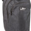 Gray backpack with a visible brand logo on a white background