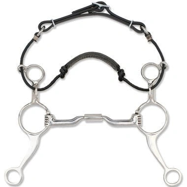 Myler Long Shank Combination Bit - 7 1/2" Shank With Sweet Iron Low Port Comfort Snaffle 5 Inch Mouth Copper Inlay Mb 04 - Hooves and Paws