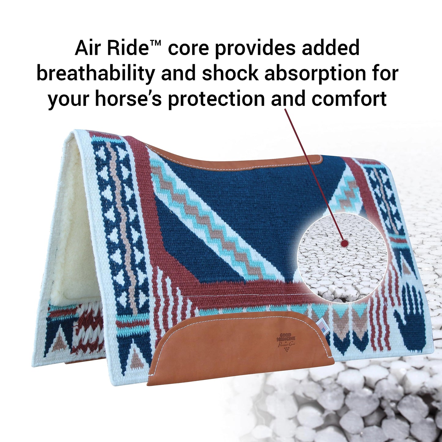 Professional's Choice Good Medicine Comfort-Fit SMX Air Ride Pad New Zealand Wool with Leather Reinforced Spine and Wither