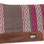 Saddle pad with striped pattern and brown leather patch