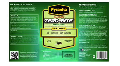 Pyranha Zero Bite Natural Fly Spray - 32oz Natural Fly Control, shown in high quality commercial style