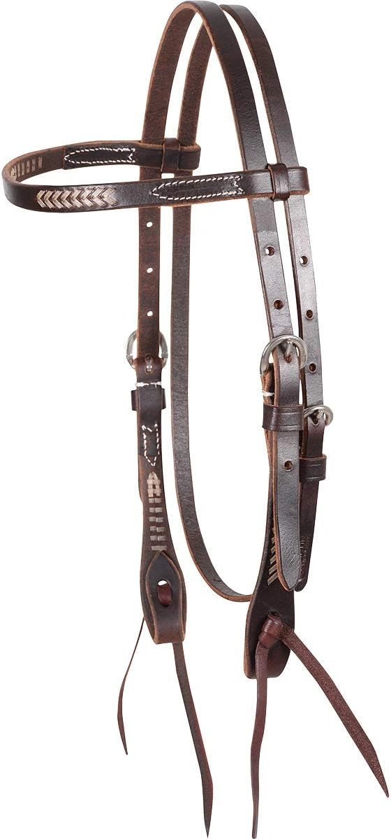 Martin Saddlery Rawhide Laced Browband Headstall - Hermann Oak