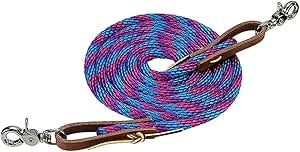 Weaver Leather Poly Roper Rein - 5/8" x 10' - Soft Poly Rope with Leather Water Loops and Scissor Snaps