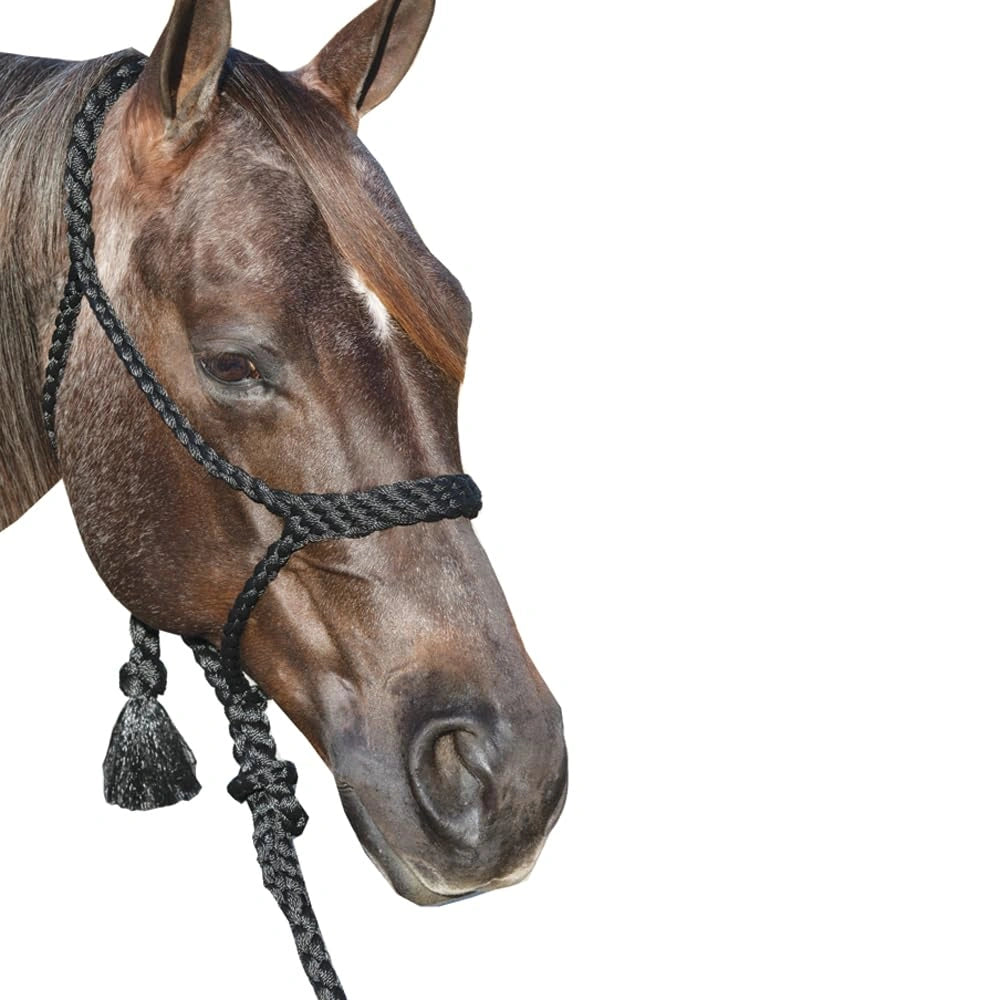 Professional's Choice Braided Rope Cowboy Halter with Lead - Comfortable Flat Nose Design