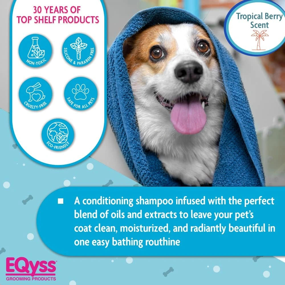 EQyss Elite Conditioning Pet Shampoo - Moisturizes Coat, Tropical Berry Scent with Botanical Extracts, Paraben and Sulfate Free, Aloe Vera, USA Made (Sell out)