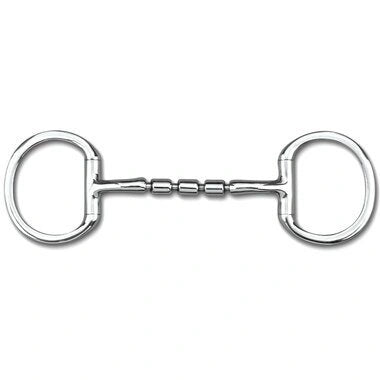 Myler Eggbutt Snaffle Without Hooks With Stainless Steel Mullen Triple Barrel 5 Inch Mouth Copper Inlay Mb 32 - 3 - Hooves and Paws