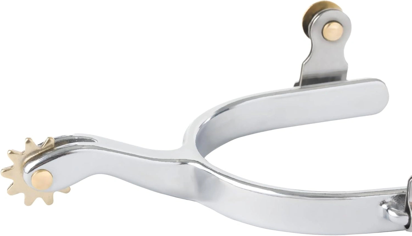 Weaver Leather Men's Roping Spurs - Chrome-Plated Steel, 1-3/4" Shank, 1/2" Band, 10-Point Rowel (Pair)