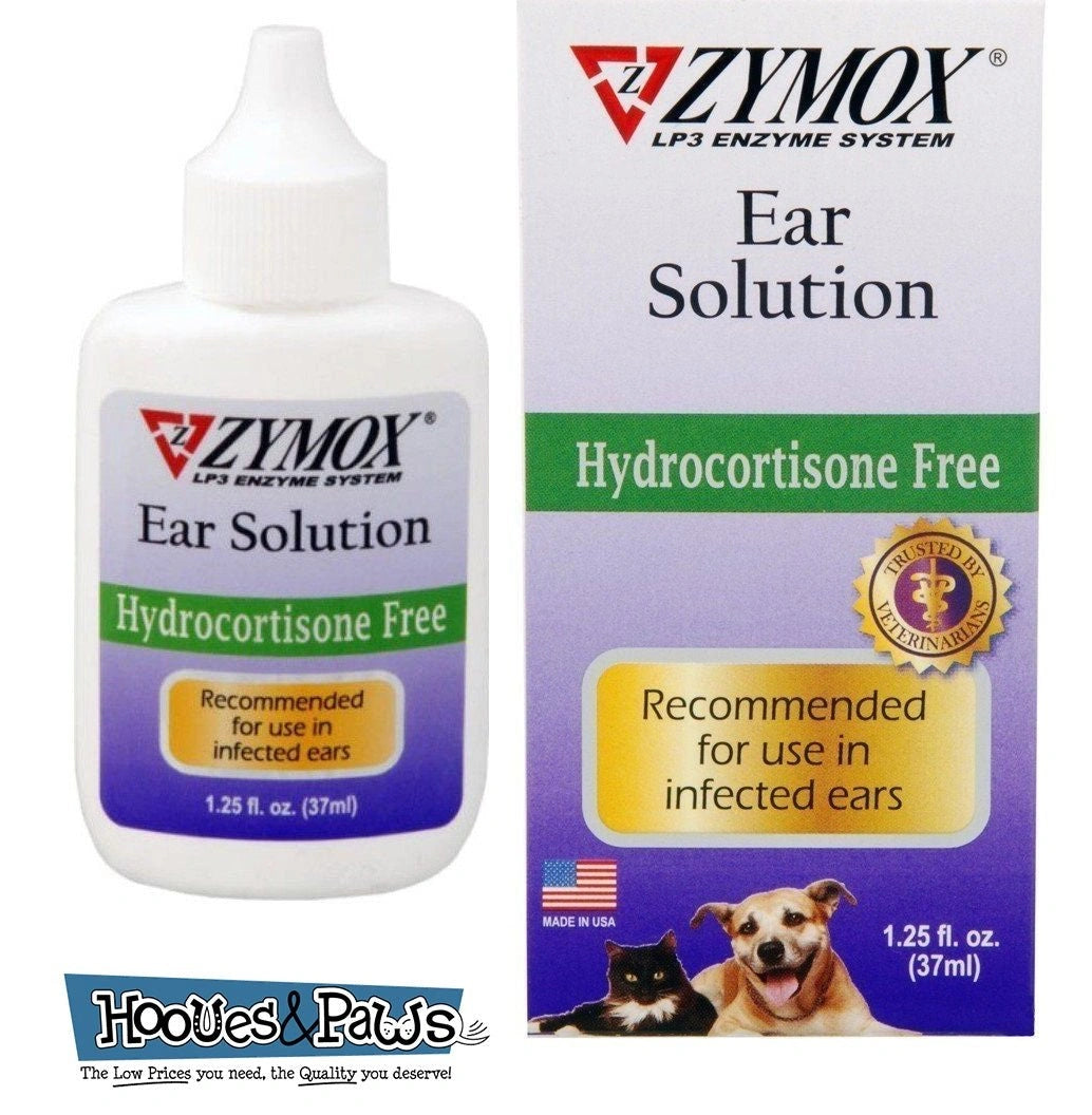 Zymox Otic Dog Pet Ear Treatment Hydrocortisone Free 1.25 oz - Hooves and Paws