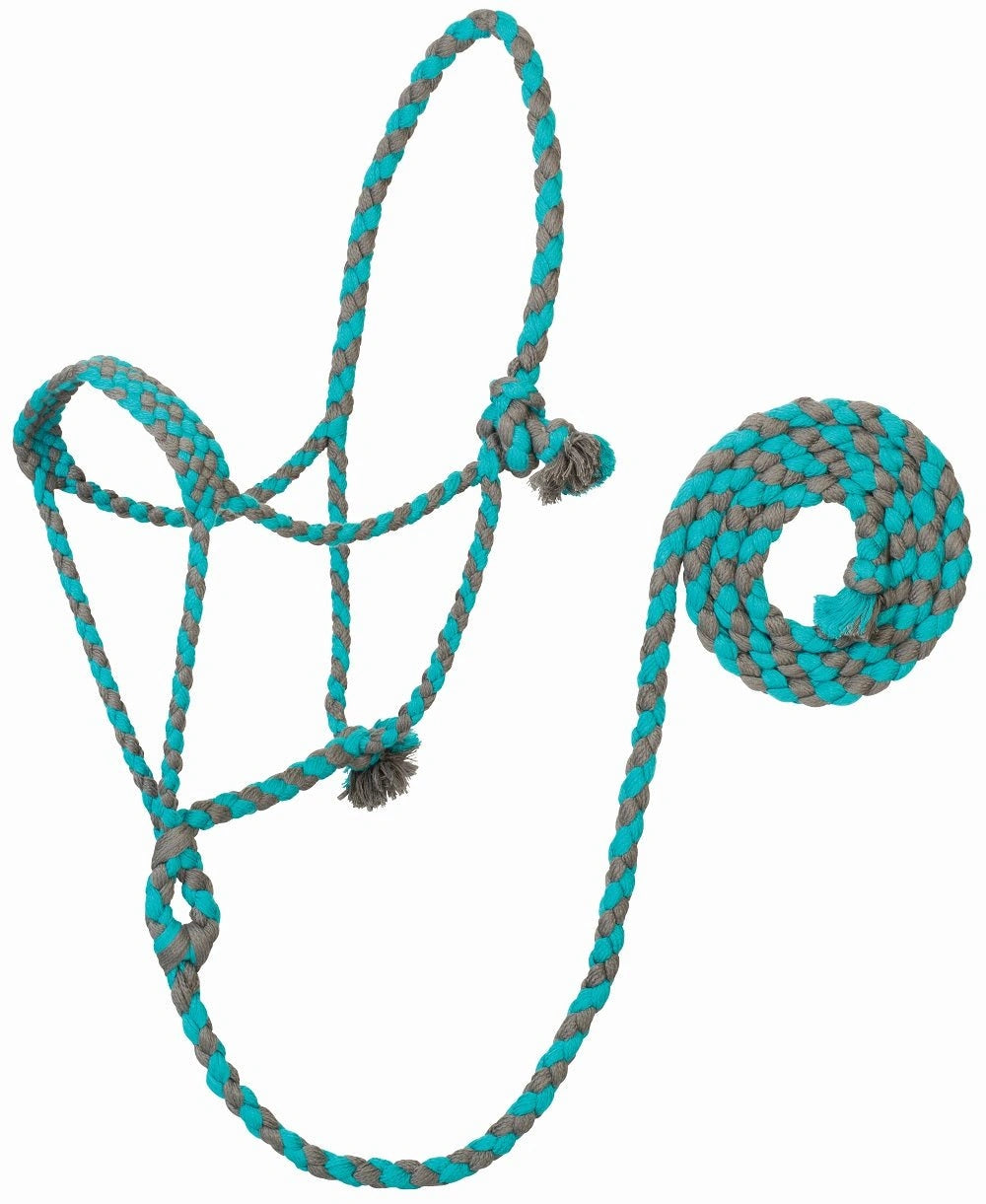 Weaver Leather Bamboo Ecoluxe Horse Equine Braided Rope Halter with 8' Lead - Hooves and Paws