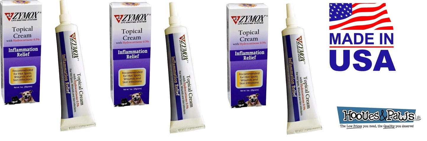 Zymox Topical Cream Pet Dog For Hot Spots and Skin Infections Relief 1 oz Tube - Hooves and Paws