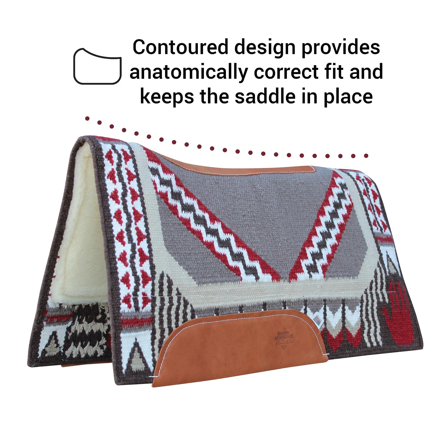 Professional's Choice Good Medicine Comfort-Fit SMX Air Ride Pad New Zealand Wool with Leather Reinforced Spine and Wither