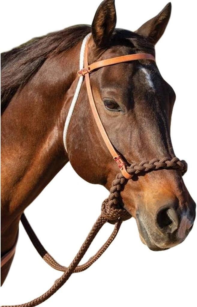 Professional's Choice Loping Hackamore - Hermann Oak Leather, Soft 4-Plait Noseband, 17 ft Reins - Average Horse Size
