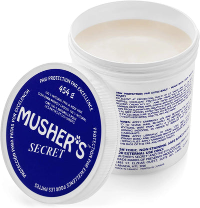 Mushers Secret Paw Protection Wax Dog Moisturizer Invisible Boots Pet Puppy Snow 454 Gram (Copy) - Hooves and Paws