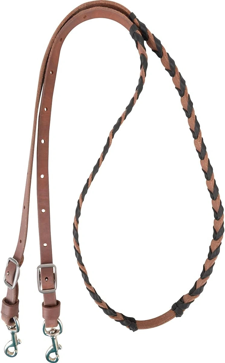 Martin Saddlery 3/4in Latigo Laced Harness Leather Barrel Reins - 7ft Length, Swivel Snap Ends