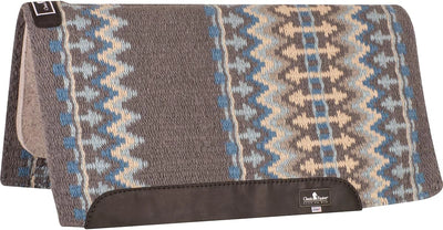 Classic Equine Wool Top 3/4-inch Saddle Pad 34x38 Charcoal-Malibu Blue OS