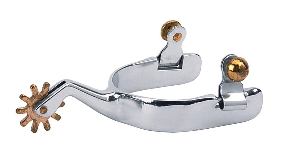 Weaver Leather Ladies' Stainless Steel Spurs - 2-3/4" Shank, 10 Point Brass Rowel, 1-1/2" Band