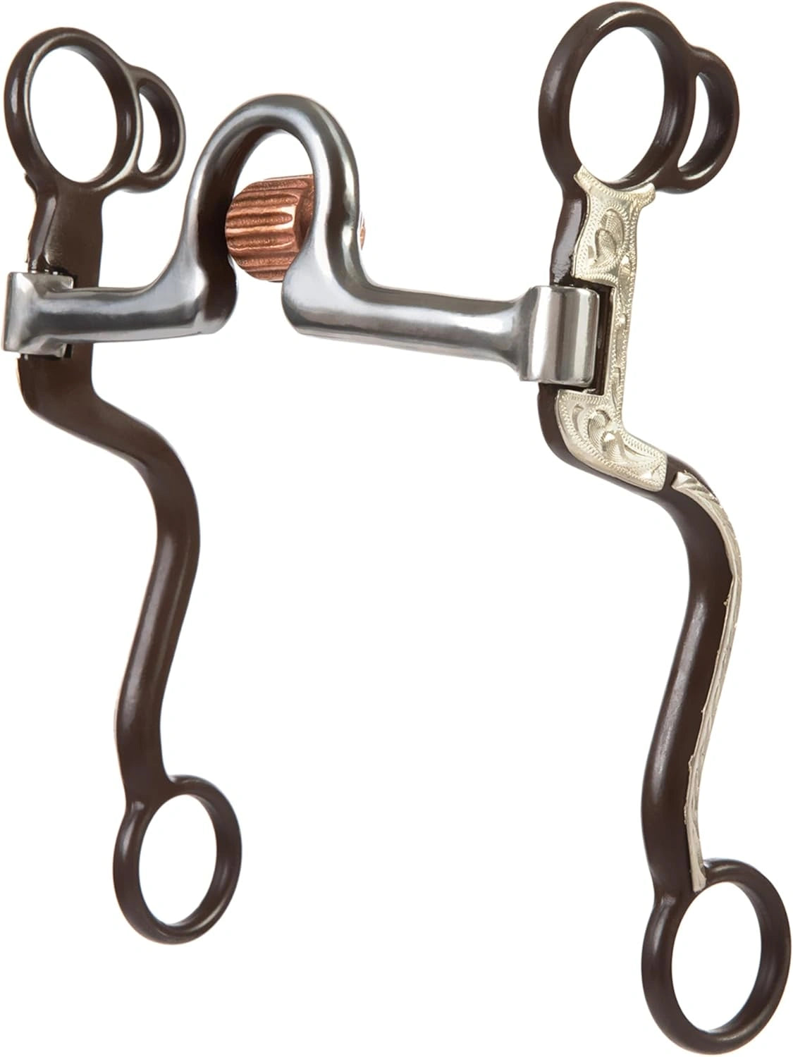 Weaver Leather 5" Sweet Iron Ported Mouth Bit with Copper Cricket - 7" S-Shank German Silver Trim