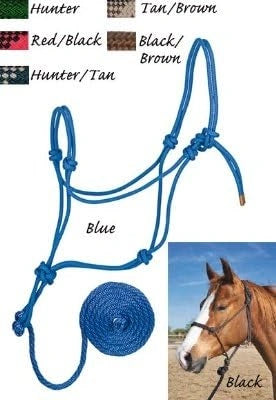 Weaver Leather Diamond Braided Rope Halter w/10ft Lead Turq/Brown/Tan - Hooves and Paws