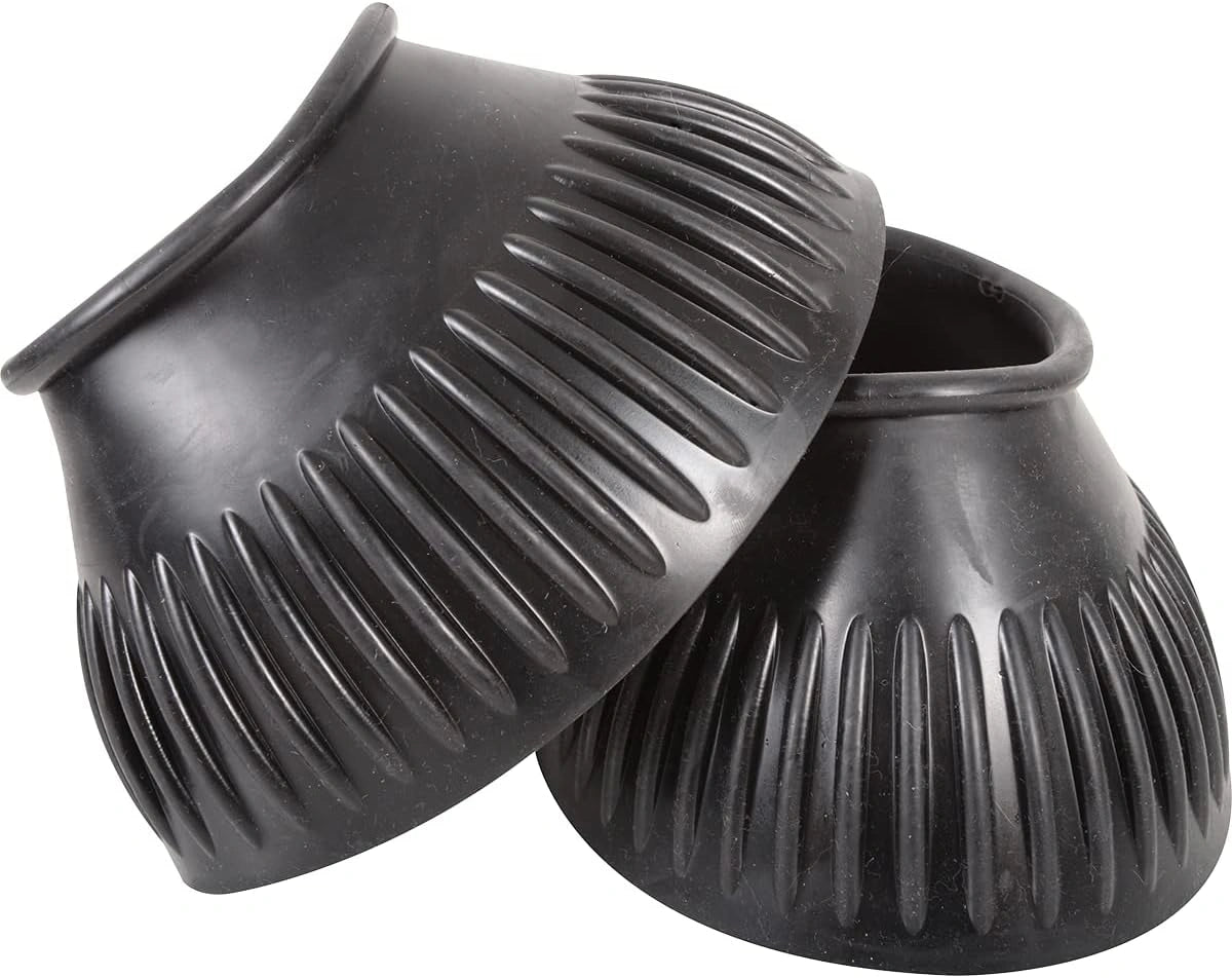 Classic Equine Rubber Pull-On Bell Boots - Black - Double Thick Bottom - Multiple Sizes