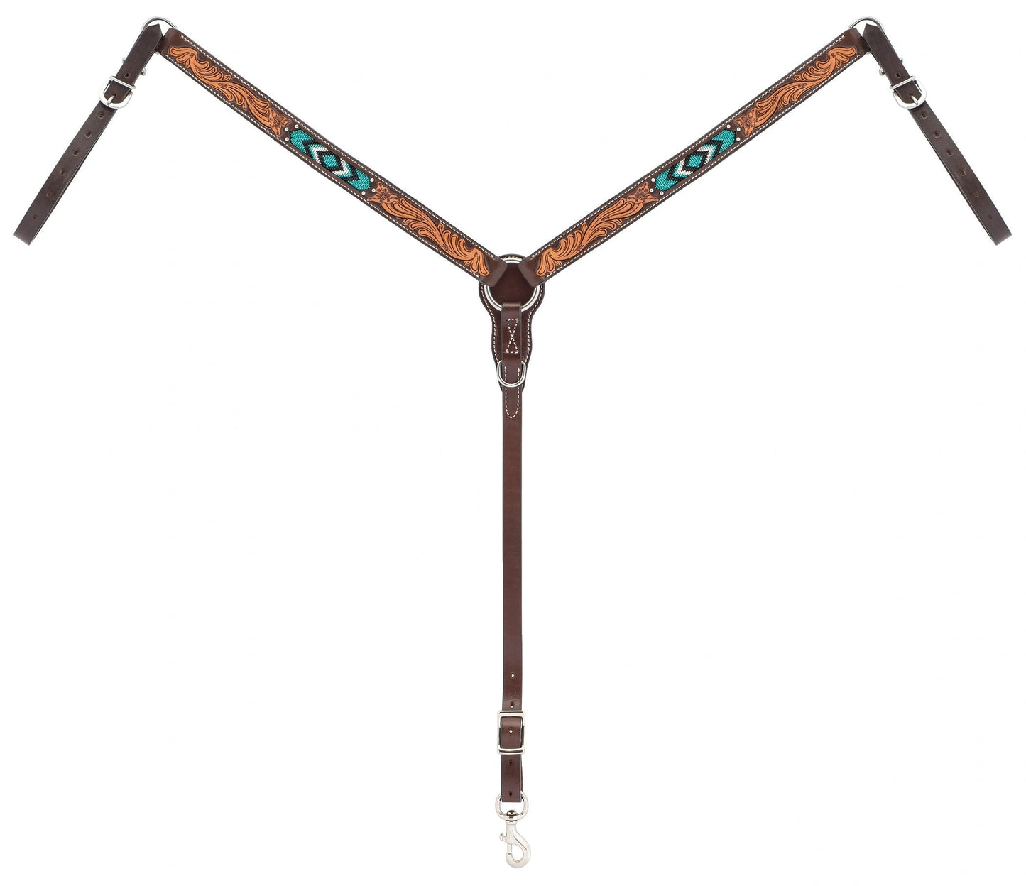 Weaver Leather Turquoise Diamond Beaded Headstall - Dark Oil
