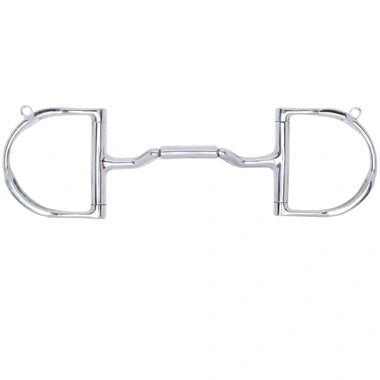 Myler Dee With Hooks With Stainless Steel Forward Tilt Ported Barrel Snaffle 5 Inch Mouth Copper Inlay Stainless Steel Mb 36 - Hooves and Paws