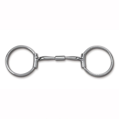 Myler "C" Stainless Steel Sleeve Ring With Sweet Iron Comfort Snaffle Wide Barrel 5 Inch Mouth Mb 02 - Hooves and Paws