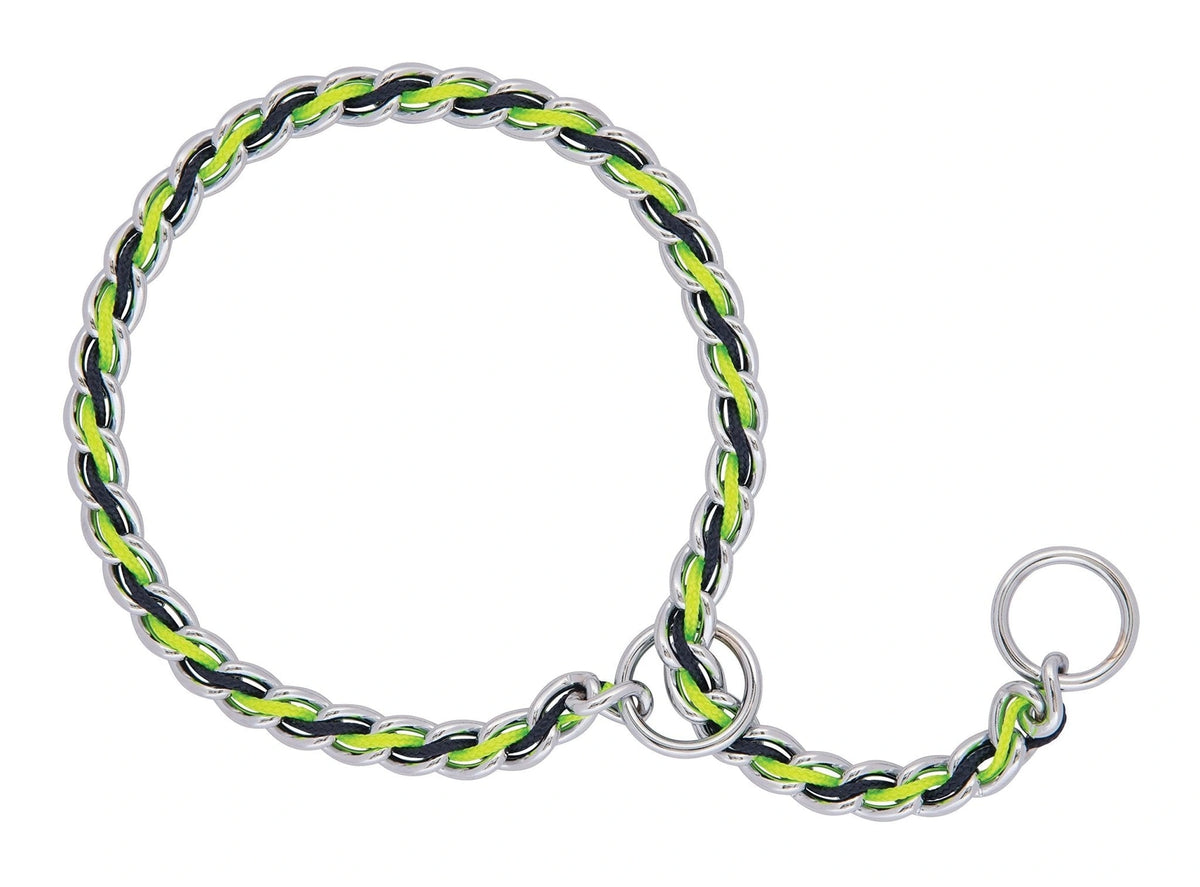 5paws Chain Weaver Leather Laced Chain Slip Collar for Dogs
