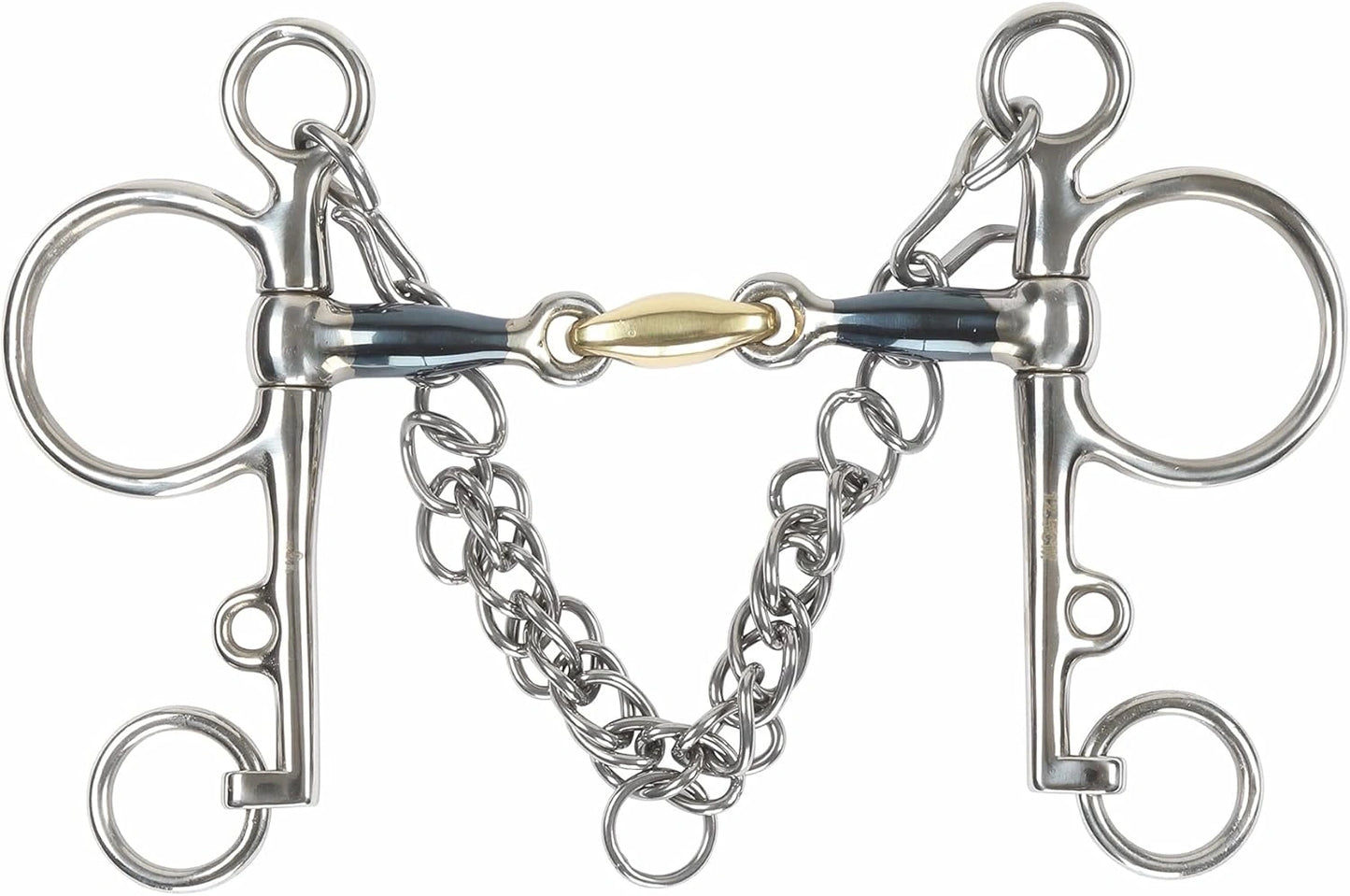Shires Blue Sweet Iron Pelham with Brass Lozenge 5312 - Hooves and Paws